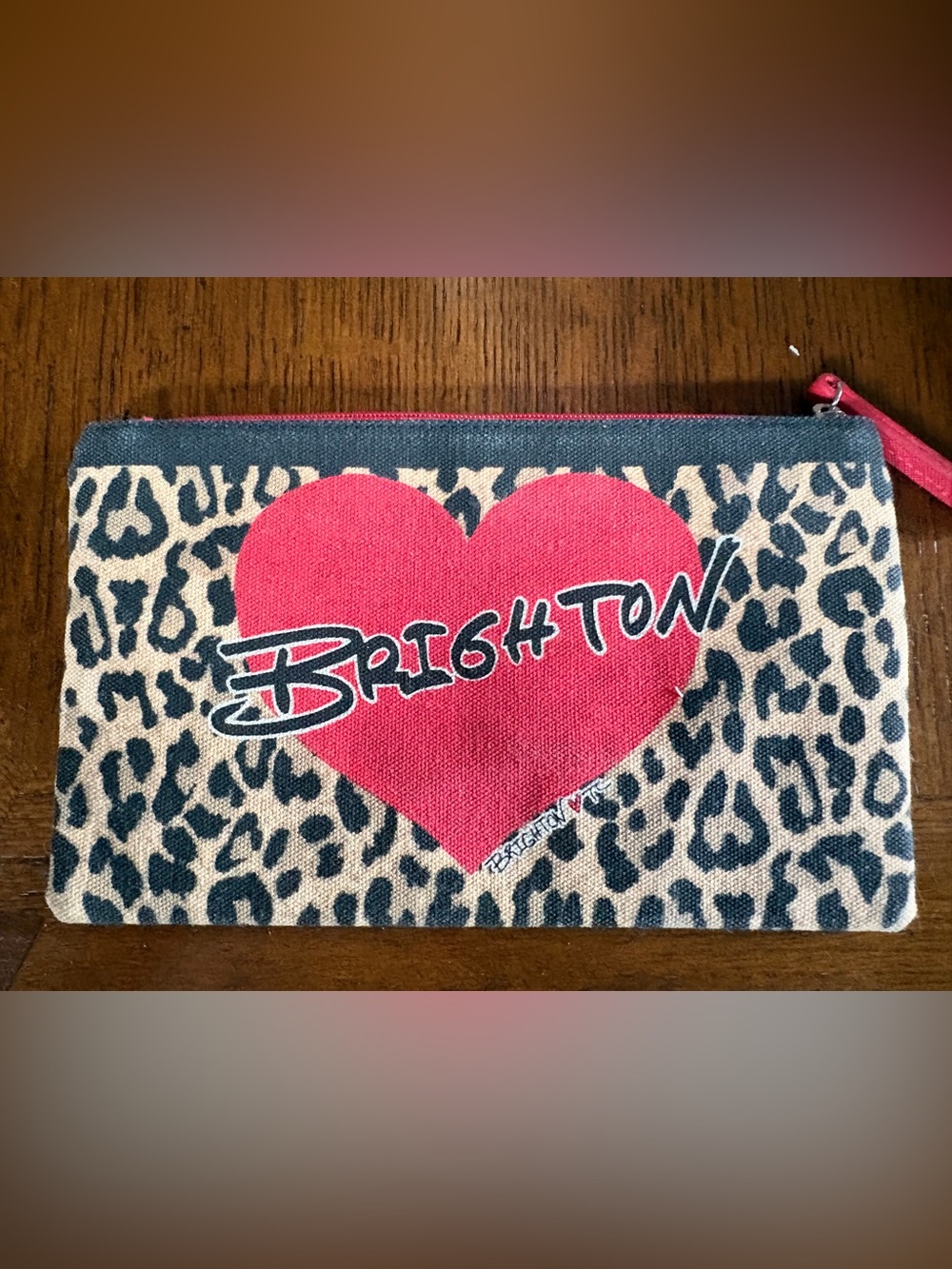 Brighton 2020 Red Heart Leopard Cosmetic Pouch Zip Clutch Limited Edition